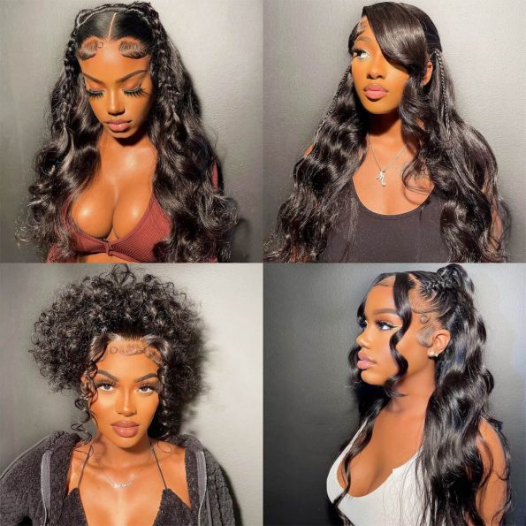 360 Lace Frontal Wigs Body Wave 13x4 Transparent Lace Front Human Hair WIgs  | eBay