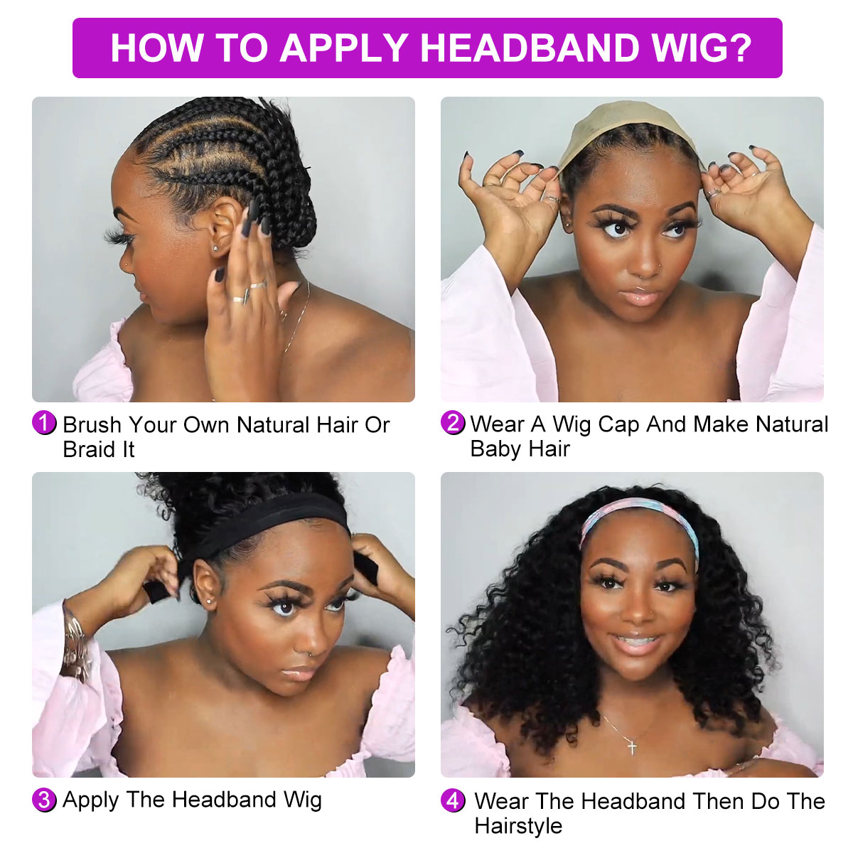 applying headband wig