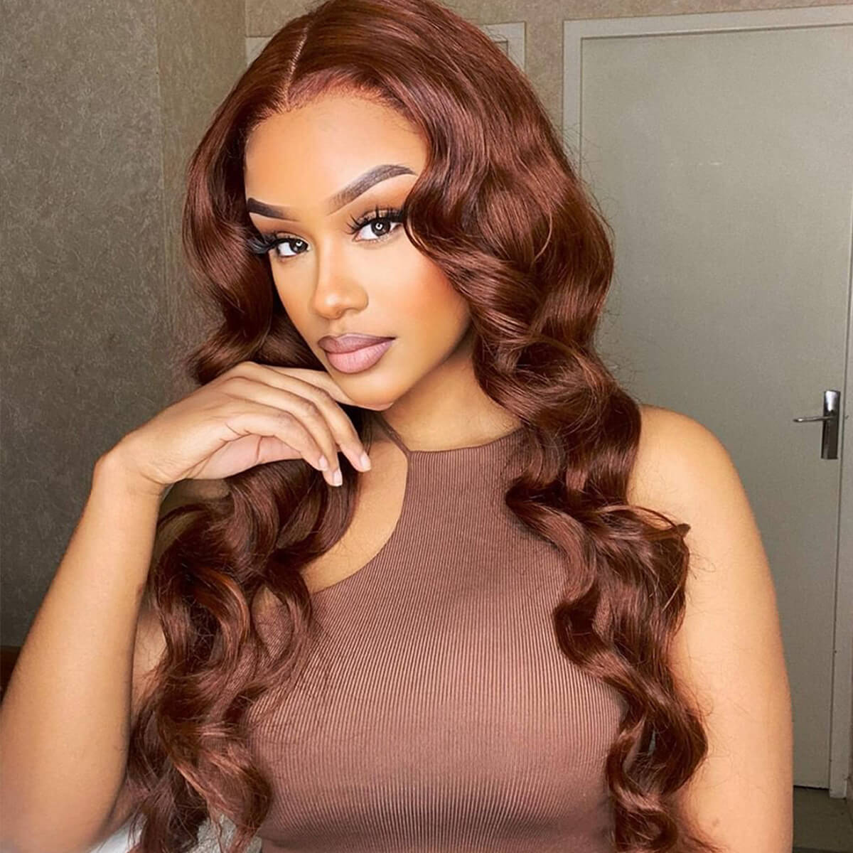 reddish brown lace front wig